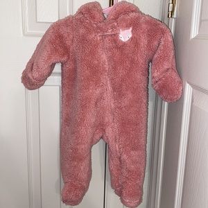 Fluffy Pink Baby Girl Winter Onesie from Carters